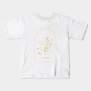 Cancer Zodiac Constellation and Flowers - Astrology and Horoscope Kids T-Shirt